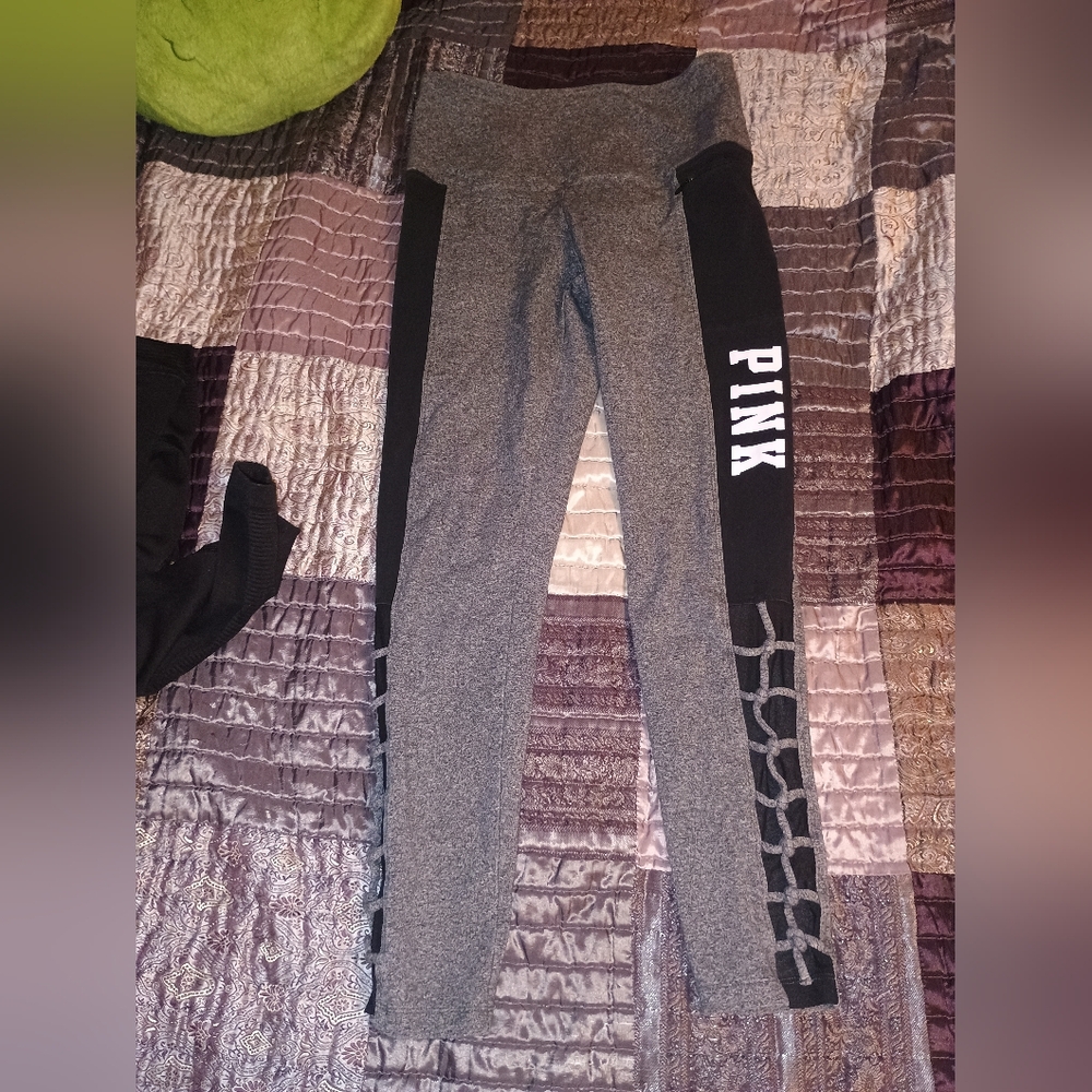 PINK Victoria's Secret Charcoal and Black Yoga Pants